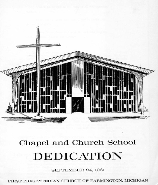 First Presbyterian Church of Farmington 1961 Chapel Dedication Bulletin 