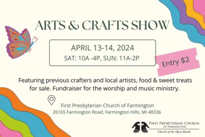 Graphic for the arts and craft show taking place April 13 & 14