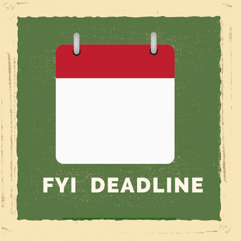 a calendar with "FYI Deadline" written on it.