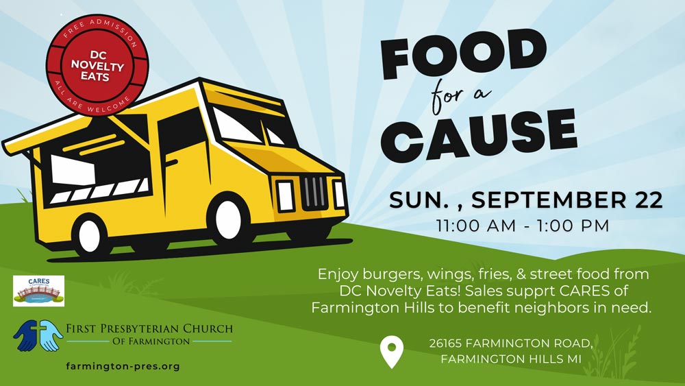 Food Truck with the date of Sept 22 11 am and information about the food. 