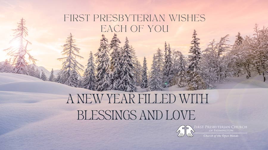 Happy New Years Message with winter scene 