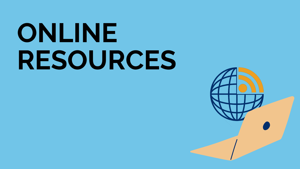 Online Resources graphic with laptop and RSS icon 