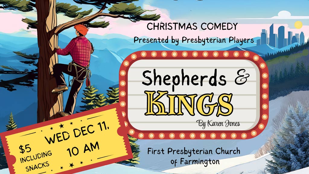 The title "shepherds and Kings" on a movie marquis with a tick saying Wed DEC 11 $5